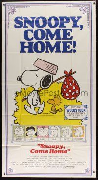 6a631 SNOOPY COME HOME 3sh '72 Peanuts, Charlie Brown, great Schulz art of Snoopy & Woodstock!