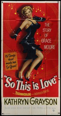 6a632 SO THIS IS LOVE 3sh '53 sexy artwork of Kathryn Grayson as shimmy dancer Grace Moore!