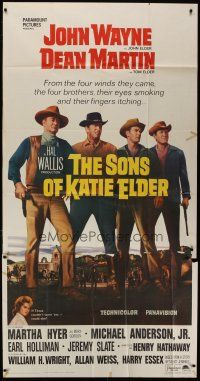 6a636 SONS OF KATIE ELDER 3sh '65 great line up of John Wayne, Dean Martin & others, Martha Hyer!