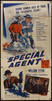 6a638 SPECIAL AGENT 3sh '49 detective William Eythe must stop train robber George Reeves!