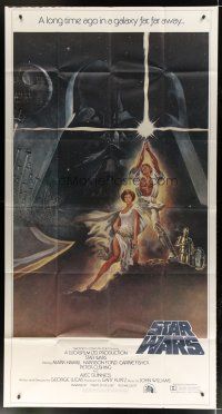 6a640 STAR WARS 3sh '77 George Lucas classic sci-fi epic, great art by Tom Jung!
