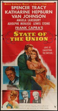 6a641 STATE OF THE UNION 3sh '48 Capra, art of Spencer Tracy, Kate Hepburn & Angela Lansbury!