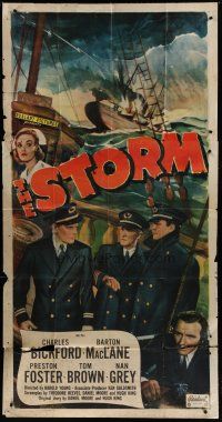 6a643 STORM 3sh R48 Charles Bickford, Barton MacLane & Preston Foster at sea in foul weather!