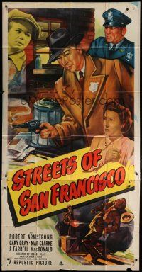 6a644 STREETS OF SAN FRANCISCO 3sh '49 cool artwork of detective Robert Armstrong!