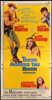 6a649 TEXAS ACROSS THE RIVER 3sh '66 cowboy Dean Martin, Alain Delon & Indian Joey Bishop!