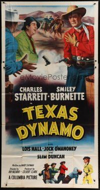 6a650 TEXAS DYNAMO 3sh '50 Charles Starrett as the Durango Kid, Smiley Burnette, Jock Mahoney