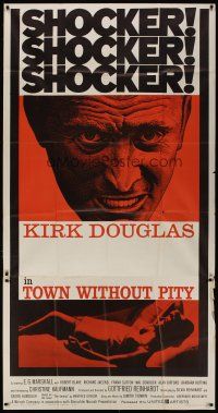 6a663 TOWN WITHOUT PITY 3sh '61 intense artwork of Kirk Douglas, plus sexy Christine Kaufmann!