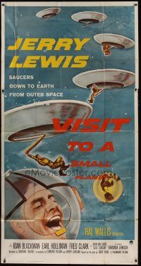 6a669 VISIT TO A SMALL PLANET 3sh '60 wacky alien Jerry Lewis saucers down to Earth from space!