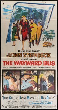6a672 WAYWARD BUS 3sh '57 art of sexy Joan Collins & Jayne Mansfield, from John Steinbeck novel!