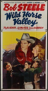 6a677 WILD HORSE VALLEY 3sh '40 cowboy Bob Steele with pretty Phyllis Adair & beating up bad guys!