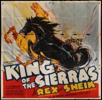 6a373 KING OF THE SIERRAS 6sh '38 stone litho art of Rex King of Wild Horses & Sheik Wonder Horse!