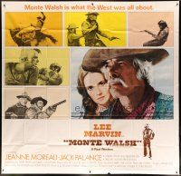 6a380 MONTE WALSH int'l 6sh '70 super close up of cowboy Lee Marvin & pretty Jeanne Moreau!