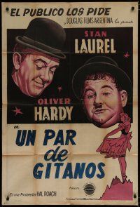 6a277 LAUREL & HARDY Argentinean '50s great artwork of Stan & Ollie, Bohemian Girl!
