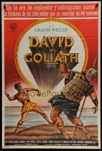 6a229 DAVID & GOLIATH Argentinean '61 Orson Welles as King Saul, cool battle artwork!