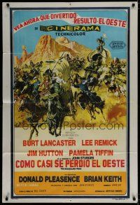 6a261 HALLELUJAH TRAIL Argentinean '65 John Sturges, Burt Lancaster, great wagon train artwork!