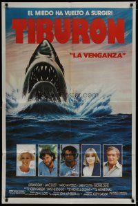 6a267 JAWS: THE REVENGE Argentinean '87 great artwork of shark attacking + cast portraits!