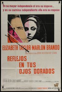 6a311 REFLECTIONS IN A GOLDEN EYE Argentinean '67 Huston, Elizabeth Taylor & Marlon Brando!