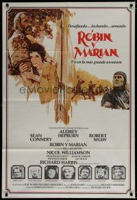 6a314 ROBIN & MARIAN Argentinean '76 art of Robert Shaw, Sean Connery & Audrey Hepburn!