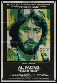 6a321 SERPICO Argentinean '74 cool close up image of Al Pacino, Sidney Lumet crime classic!