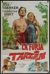 6a332 TARZAN'S SAVAGE FURY Argentinean '52 art of Lex Barker & Dorothy Hart, Edgar Rice Burroughs
