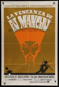 6a344 VENGEANCE OF FU MANCHU Argentinean '67 cool art of Asian villain Christopher Lee!
