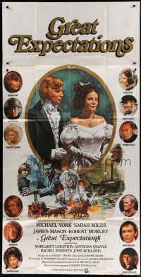 6a488 GREAT EXPECTATIONS English 3sh '74 Chantrell art of Michael York & cast, Charles Dickens!