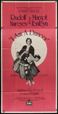 6a512 I AM A DANCER English 3sh '72 Rudolf Nureyev, Margot Fonteyn, cool image of dancing couple!