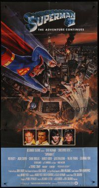 6a646 SUPERMAN II English 3sh '81 Goozee art of Christopher Reeve & villains over New York City!