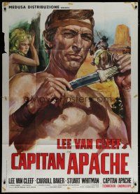 6a720 CAPTAIN APACHE red title style Italian 1p '71 Ciriello art of Lee Van Cleef & naked Baker!