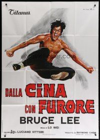 6a727 CHINESE CONNECTION Italian 1p R1970s Lo Wei's Jing Wu Men, kung fu Bruce Lee, art by Ciriello!