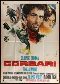 6a732 CORBARI Italian 1p '70 art of Giuliano Gemma as Silvio & Tina Aumont by Renato Casaro!