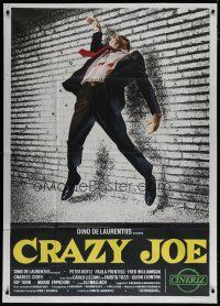 6a736 CRAZY JOE Italian 1p '74 Peter Boyle as mafioso Joey Gallo shot against brick wall!