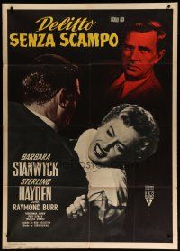 6a737 CRIME OF PASSION Italian 1p '57 different image of Barbara Stanwyck & Sterling Hayden!