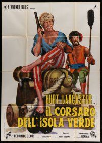 6a738 CRIMSON PIRATE Italian 1p R70s different art of Burt Lancaster & Nick Cravat with cannon!