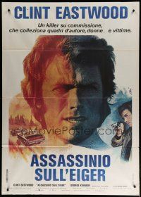 6a756 EIGER SANCTION Italian 1p '75 different artwork of Clint Eastwood by Jean Mascii!