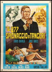 6a762 ESPIONAGE IN TANGIER Italian 1p '65 cool secret agent artwork by Rodolfo Gasparri!
