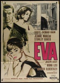 6a764 EVA Italian 1p '62 Joseph Losey, Symeoni art of sexy Jeanne Moreau & Stanley Baker!
