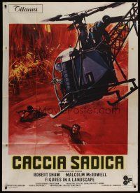 6a770 FIGURES IN A LANDSCAPE Italian 1p '70 Joseph Losey, cool different helicopter artwork!