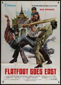 6a775 FLATFOOT IN HONG KONG export Italian 1p '75 art of Bud Spencer beating guys with bamboo pole!