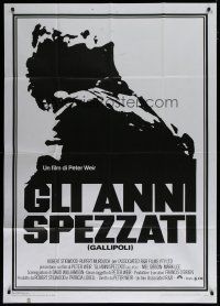 6a782 GALLIPOLI Italian 1p '82 Peter Weir Australian classic, Mel Gibson, cool different art!