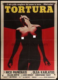 6a788 GLORIA MUNDI Italian 1p '77 art of tortured naked Olga Karlatos, directed by Nikos Papatakis