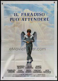 6a805 HEAVEN CAN WAIT Italian 1p '78 art of angel Warren Beatty by Lettick, football!
