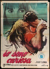 6a823 I AM CURIOUS YELLOW Italian 1p '68 classic landmark early sex movie, different Cesselon art!