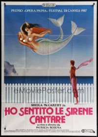 6a835 I'VE HEARD THE MERMAIDS SINGING Italian 1p '88 wild art of topless mermaids kissing in air!