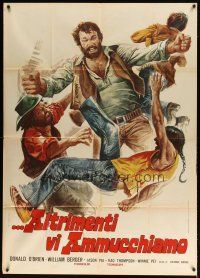 6a849 KUNG FU BROTHERS IN THE WILD WEST Italian 1p '73 wacky western martial arts artwork!
