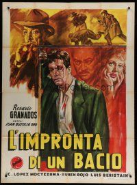 6a851 LA HUELLA DE UNOS LABIOS Italian 1p '52 A Trace of Lips, cool different Mexican crime art!