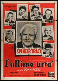 6a857 LAST HURRAH Italian 1p '58 John Ford, art of Spencer Tracy, portraits of 7 top cast members!