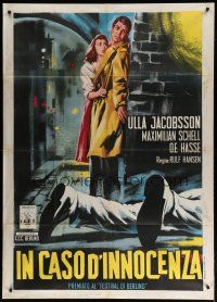 6a858 LAST ONES SHALL BE FIRST Italian 1p '57 art of Ulla Jacobsson & Maximilian Schell by body!