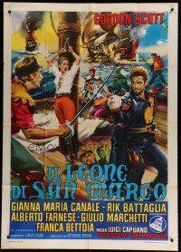 6a863 LION OF SAINT MARK Italian 1p '63 art of Gordon Scott & Gianna-Maria Canale on pirate ship!