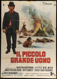 6a864 LITTLE BIG MAN Italian 1p '71 different art of Dustin Hoffman & Native Americans, Arthur Penn
